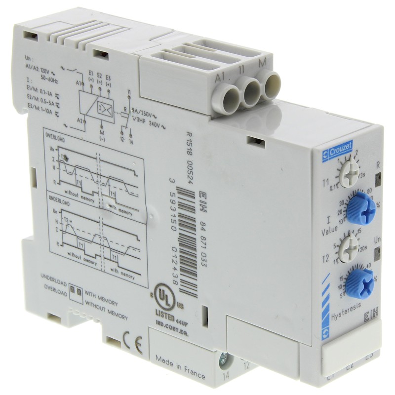 1 pcs - Crouzet Current Monitoring Relay, SPDT, DIN Rail