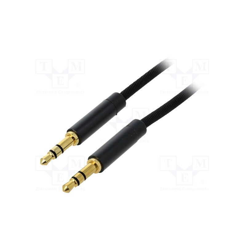 10 pcs : BAGBD - Cable, Jack 3.5mm 3pin plug,both sides, 0.5m, black, Øcable: 3mm