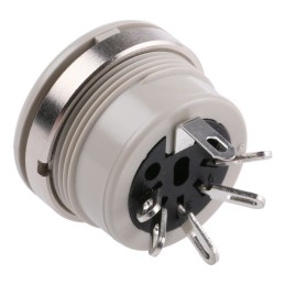 1 pcs - Hirschmann, MAB 5 Pole Din Socket, DIN 41524, 4A, 34 V ac/dc IP30, Screw Lock, Female, Panel Mount