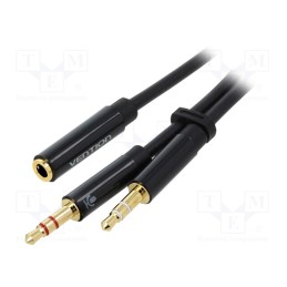10 pcs : BBTBY - Cable, Jack 3.5mm 3pin plug x2,Jack 3.5mm 4pin socket, 0.3m