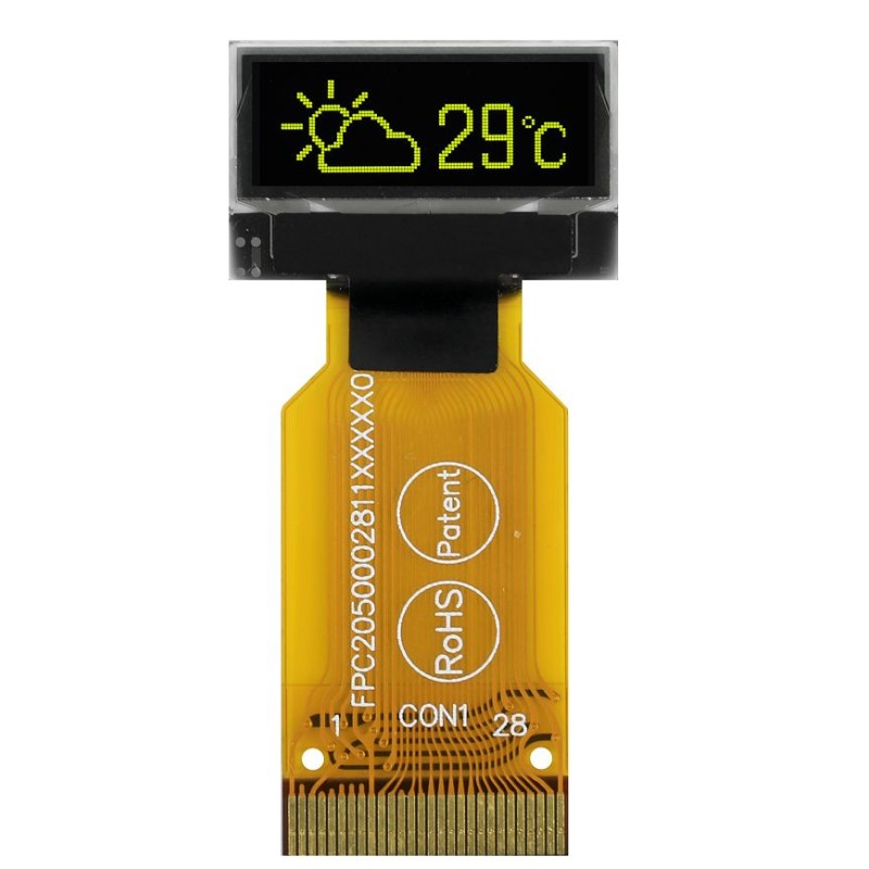 1 pcs - Midas 0.68in Yellow Passive matrix OLED Display 96 x 32pixels COT I2C, Parallel, SPI Interface