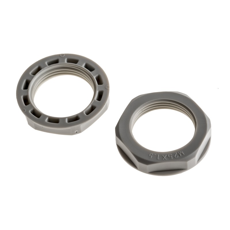 50 pcs - RS PRO Grey Nylon 66 Cable Gland Locknut, M25 Thread, IP68