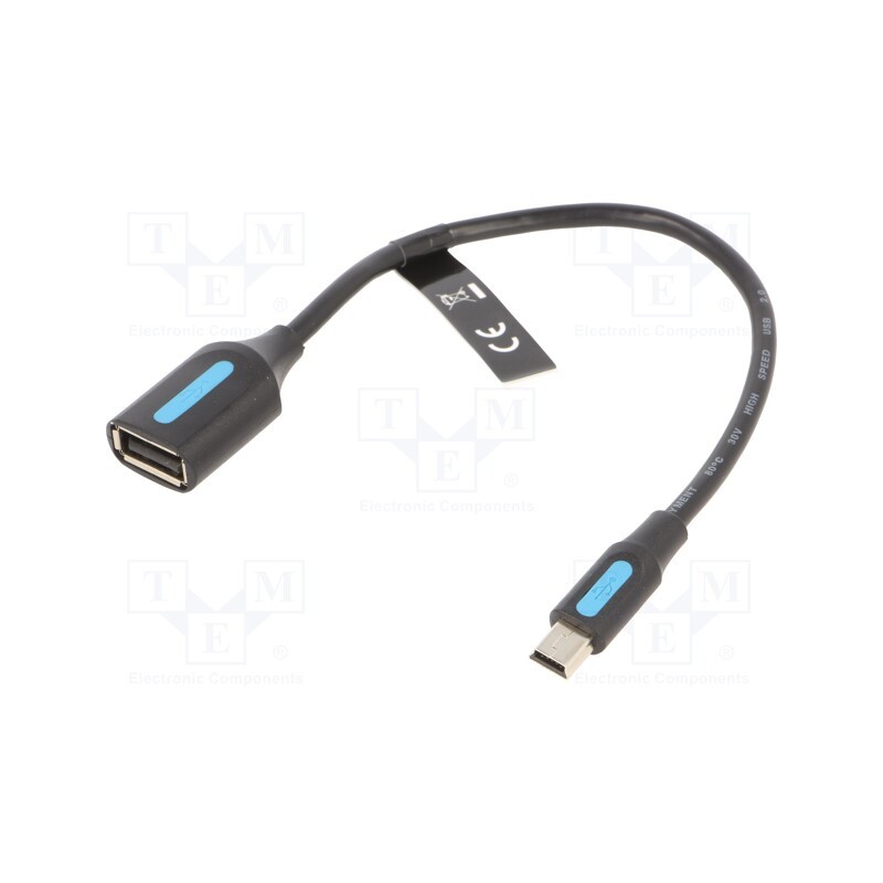 10 pcs : CCTBB - Cable, USB 2.0, USB A socket,USB B mini plug, nickel plated