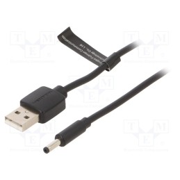 10 pcs : CEXBD - Cable, USB A plug,DC 3,5/1,35 plug, black, 0.5m, Core: Cu