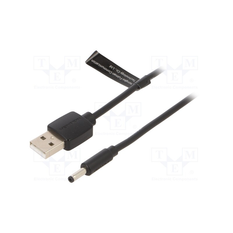 10 pcs : CEXBF - Cable, USB A plug,DC 3,5/1,35 plug, black, 1m, Core: Cu