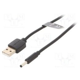 10 pcs : CEXBG - Cable, USB A plug,DC 3,5/1,35 plug, black, 1.5m, Core: Cu