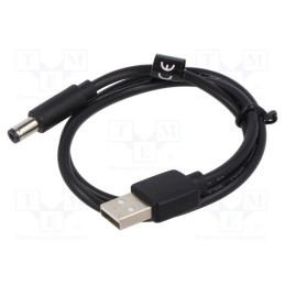 10 pcs : CEYBD - Cable, USB A plug,DC 5,5/2,5 plug, black, 0.5m, Core: Cu,tinned