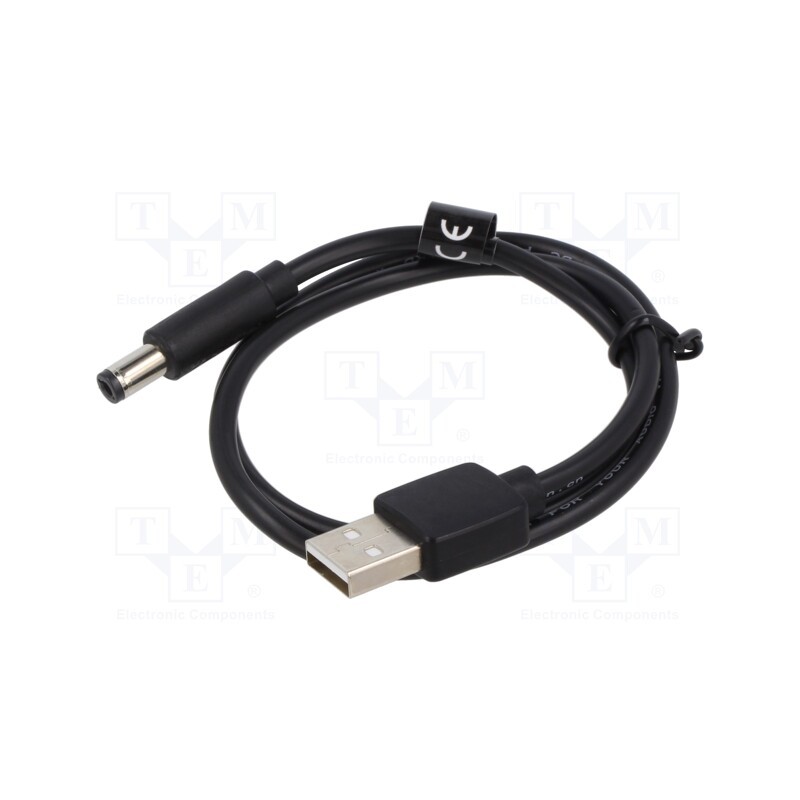 10 pcs : CEYBD - Cable, USB A plug,DC 5,5/2,5 plug, black, 0.5m, Core: Cu,tinned