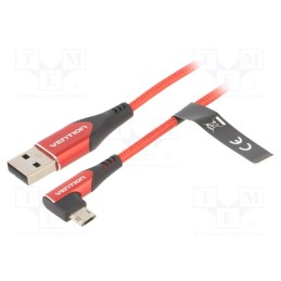 10 pcs : COBRG - Cable, USB 2.0, USB A plug,USB B micro reversible angled plug