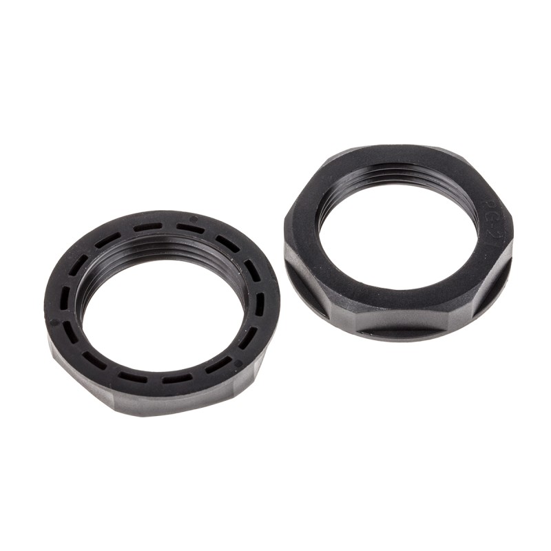 50 pcs - RS PRO Black Nylon 66 Cable Gland Locknut, PG21 Thread, IP68