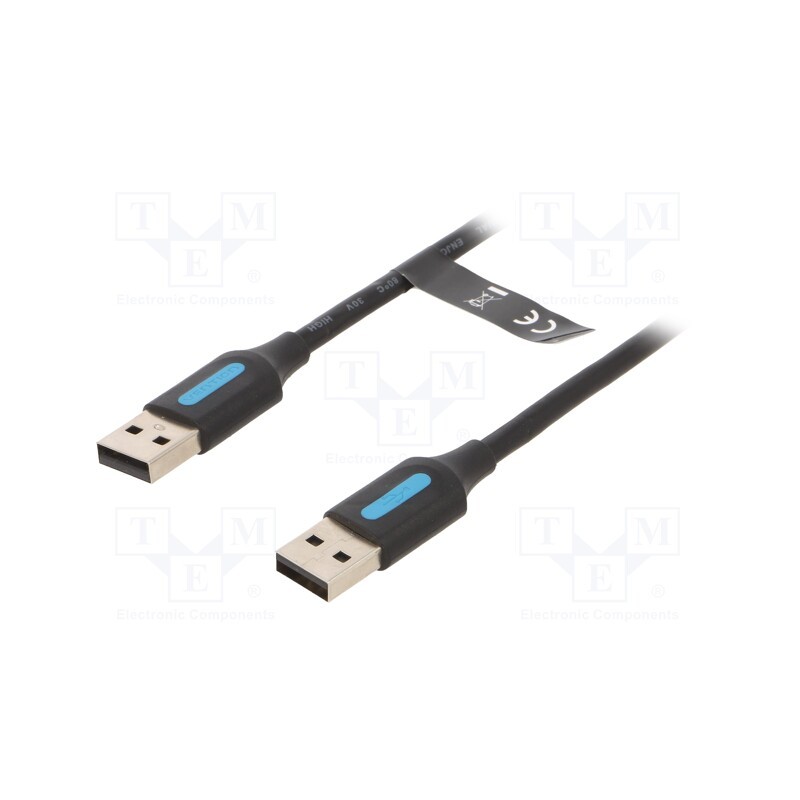 10 pcs : COJBC - Cable, USB 2.0, USB A plug,both sides, nickel plated, 0.25m, PVC