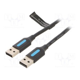 10 pcs : COJBF - Cable, USB 2.0, USB A plug,both sides, nickel plated, 1m, black