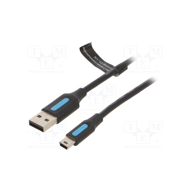 10 pcs : COMBC - Cable, USB 2.0, USB A plug,USB B mini plug, nickel plated, 0.25m