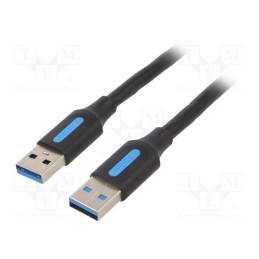 10 pcs : CONBF - Cable, USB 3.0, USB A plug,both sides, nickel plated, 1m, black