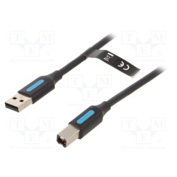 10 pcs : COQBF - Cable, USB 2.0, USB A plug,USB B plug, nickel plated, 1m, black