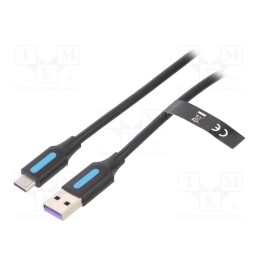 10 pcs : CORBD - Cable, USB 2.0, USB A plug,USB C plug, 0.5m, black, 480Mbps, PVC