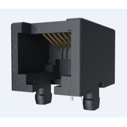 1 pcs - Amphenol ICC MOD JACK Series Female RJ45 Connector, PCB Mount, Cat3, Tin Plated Brass Alloy Shield