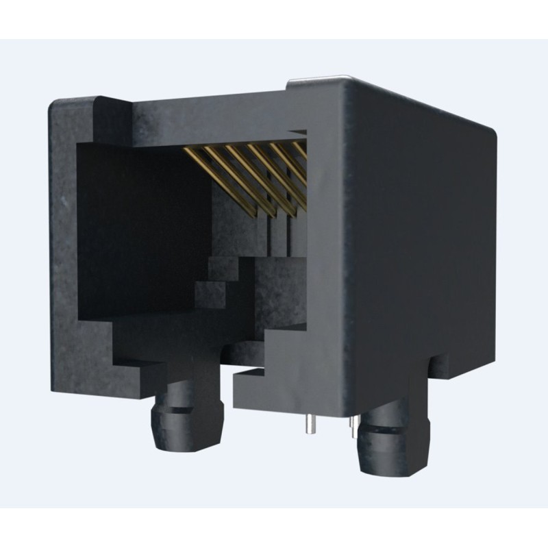 1 pcs - Amphenol ICC MOD JACK Series Female RJ45 Connector, PCB Mount, Cat3, Tin Plated Brass Alloy Shield