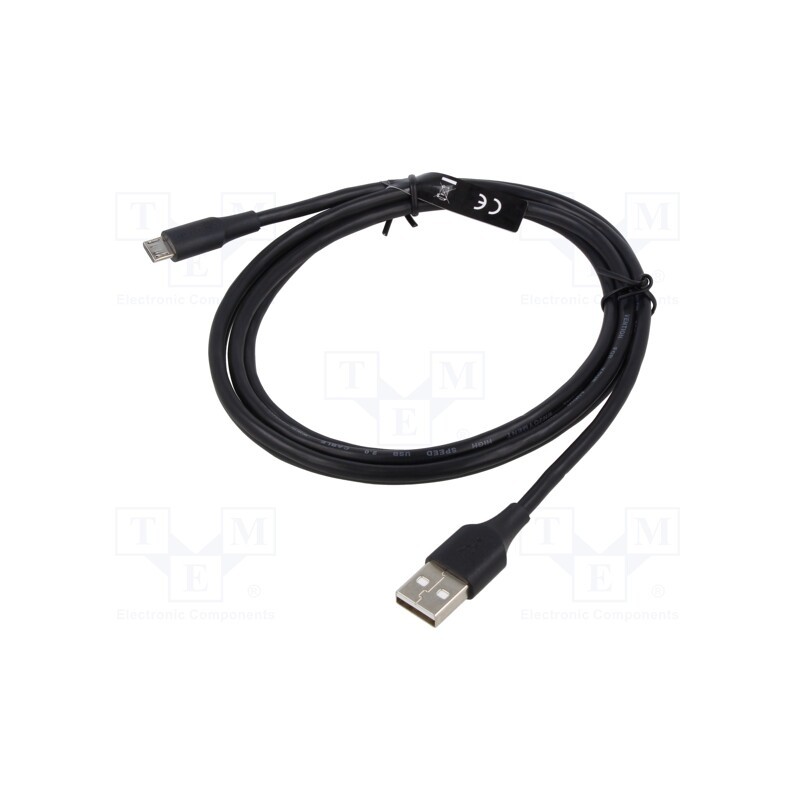 10 pcs : CTIBG - Cable, USB 2.0, USB A plug,USB B micro plug, nickel plated, 1.5m