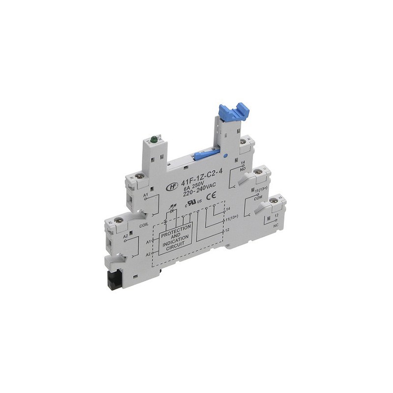 1 pcs - Hongfa Europe GMBH 5 Pin 250V ac DIN Rail Relay Socket, for use with HF41F Series Relays