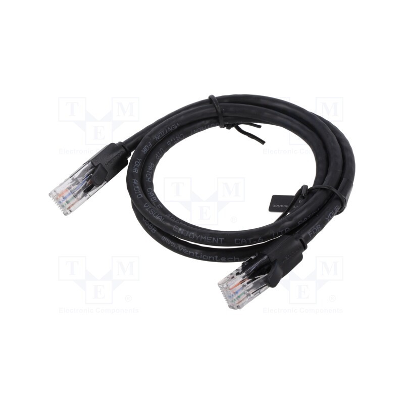 10 pcs : IBEBF - Patch cord, U/UTP, 6, stranded, CCA, PVC, black, 1m, 26AWG