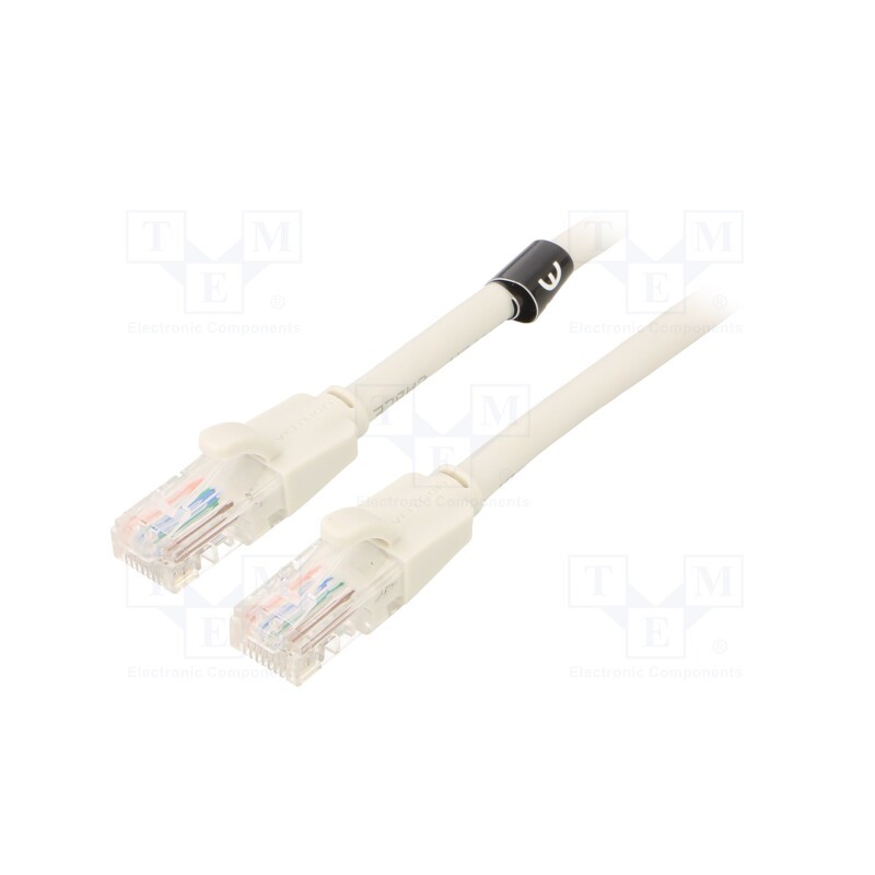 10 pcs : IBEHF - Patch cord, U/UTP, 6, CCA, PVC, grey, 1m, RJ45 plug,both sides