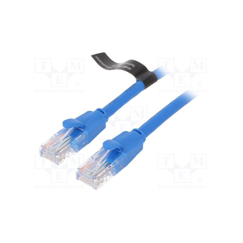 10 pcs : IBELD - Patch cord, U/UTP, 6, CCA, PVC, blue, 0.5m, RJ45 plug,both sides