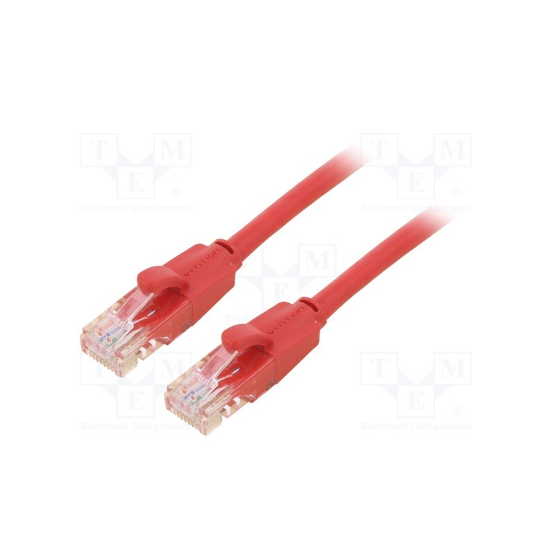 10 pcs : IBERH - Patch cord, U/UTP, 6, CCA, PVC, red, 2m, RJ45 plug,both sides