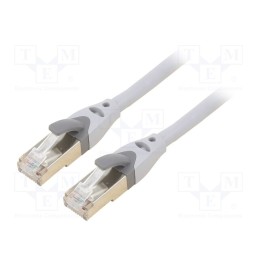 10 pcs : IBHHD - Patch cord, S/FTP, 6a, OFC, PVC, grey, 0.5m, RJ45 plug,both sides