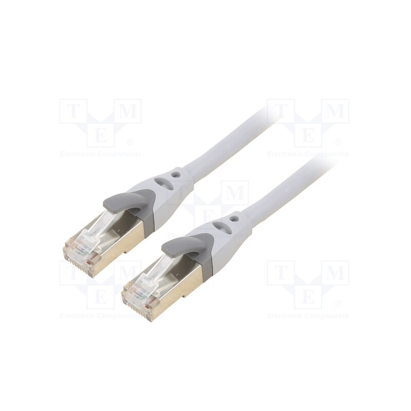 10 pcs : IBHHD - Patch cord, S/FTP, 6a, OFC, PVC, grey, 0.5m, RJ45 plug,both sides