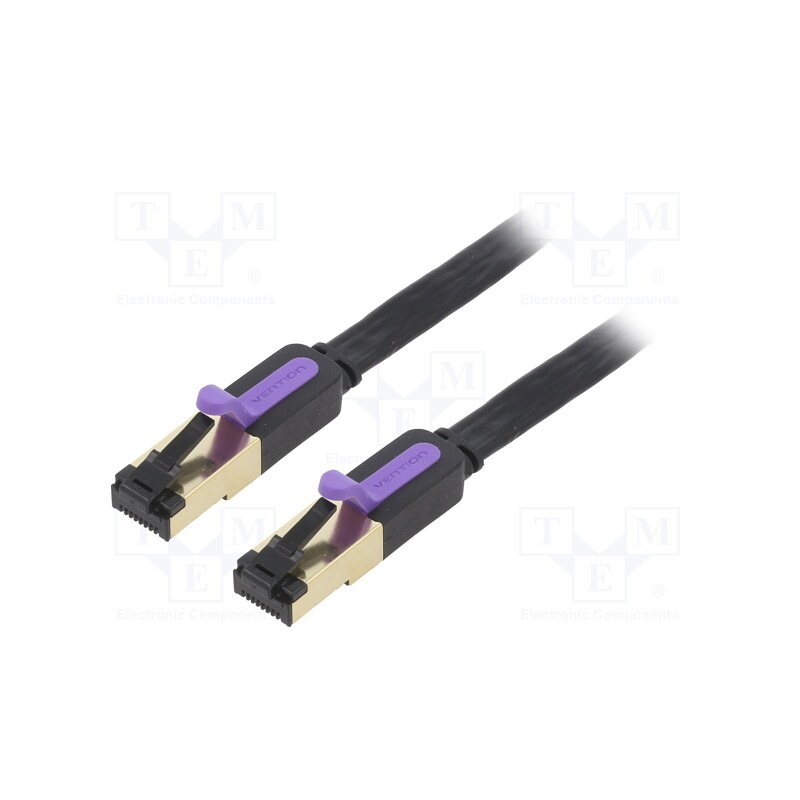 10 pcs : ICABF - Patch cord, U/FTP, 7, stranded, Cu, PVC, black, 1m, 30AWG, shielded