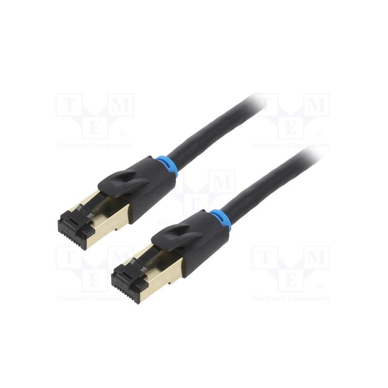 10 pcs : IKABD - Patch cord, S/FTP, Cat 8, OFC, PVC, black, 0.5m, Cores: 8