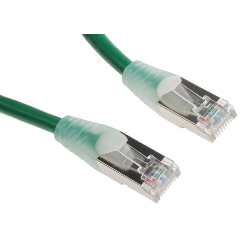 1 pcs - RS PRO Cat5e Male RJ45 to Male RJ45 Ethernet Cable, F/UTP, Green PVC Sheath, 2m