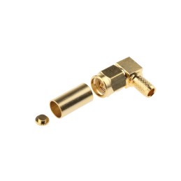 1 pcs - RS PRO, Plug Cable Mount SMA Connector, 50Ω, Crimp Termination, Right Angle Body