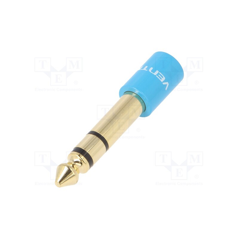 10 pcs : VAB-S01-L - Adapter, Jack 3.5mm socket,Jack 6,3mm plug, blue