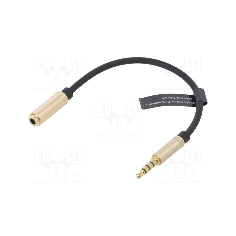 10 pcs : VAB-S06-B010 - Cable, Jack 3.5mm 4pin socket,Jack 3,5mm 4pin plug, 0.1m, black