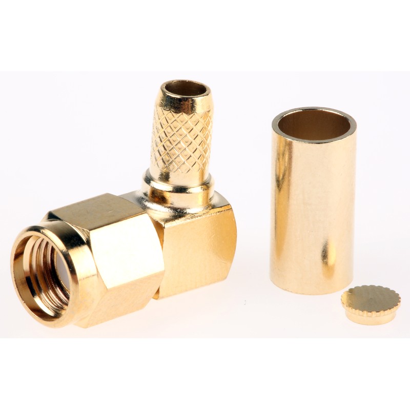 1 pcs - RS PRO, Plug Cable Mount SMA Connector, Crimp Termination, Right Angle Body