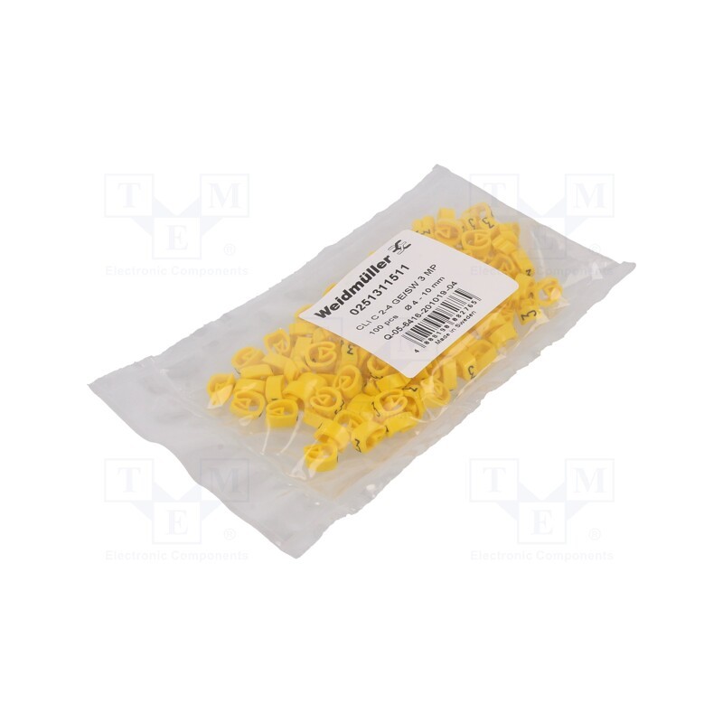 200 pcs : CLI C 2-4 GE/SW 3 MP - Markers, Marking: 3, 4÷10mm, PVC, yellow, -30÷80°C, leaded, CLI C
