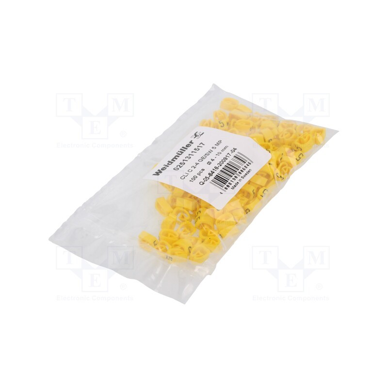 200 pcs : CLI C 2-4 GE/SW 5 MP - Markers, Marking: 5, 4÷10mm, PVC, yellow, -30÷80°C, leaded, CLI C