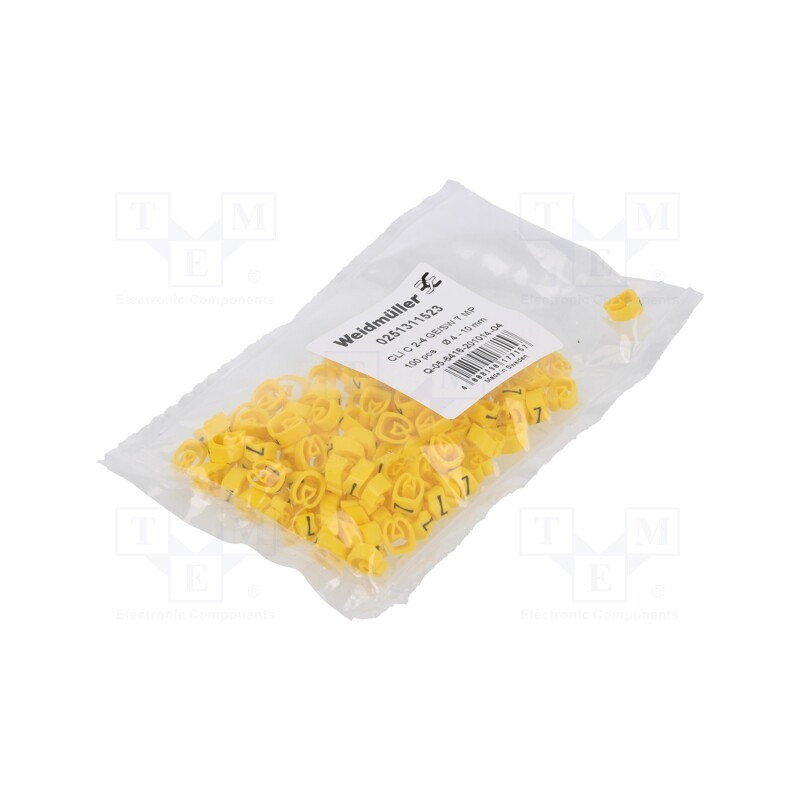 200 pcs : CLI C 2-4 GE/SW 7 MP - Markers, Marking: 7, 4÷10mm, PVC, yellow, -30÷80°C, leaded, CLI C