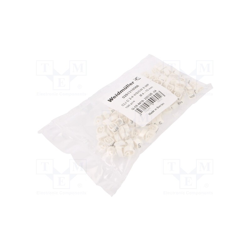 200 pcs : CLI C 2-4 WS/SW 6 MP - Markers, Marking: 6, 4÷10mm, PVC, white, -30÷80°C, leaded, CLI C
