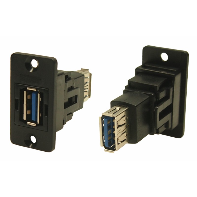 1 pcs - RS PRO Straight, Panel Mount, Socket to Socket Type A to A 3.0 USB Connector