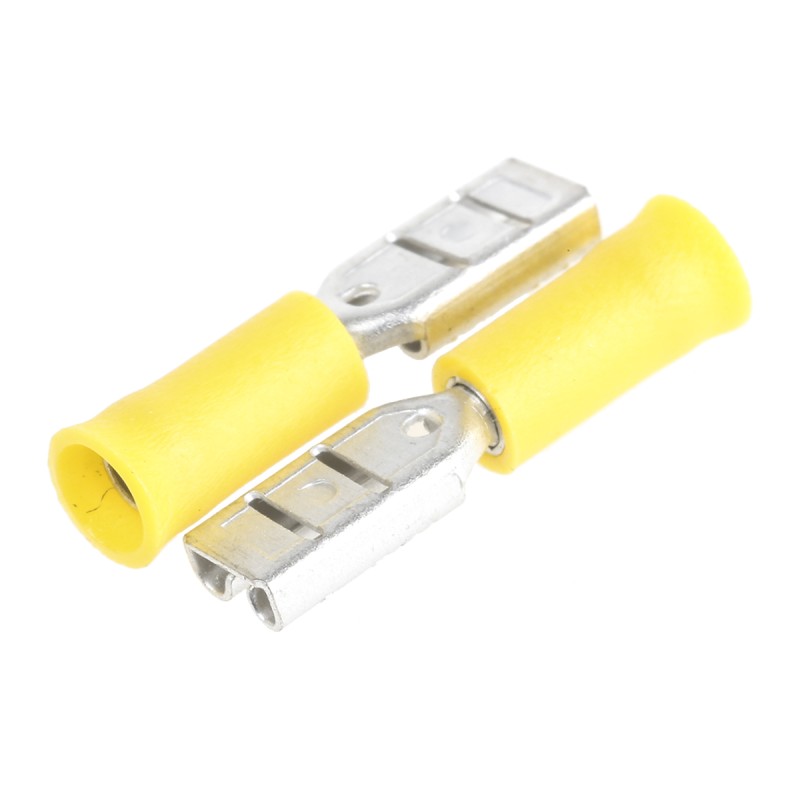 300 pcs - RS PRO Yellow Insulated Female Spade Connector, Receptacle, 2.8 x 0.8mm Tab Size, 0.2mm² to 0.5mm²