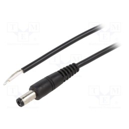 10 pcs : A21-TT-C050-050BK - Cable, 1x0.5mm2, wires,DC 5,5/2,1 plug, angled, black, 0.5m