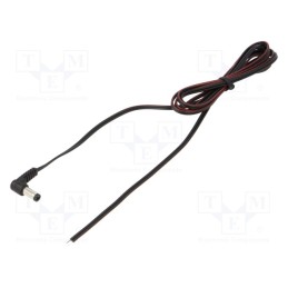 10 pcs : A21-TT-T035-150BK - Cable, 2x0.35mm2, wires,DC 5,5/2,1 plug, angled, black, 1.5m