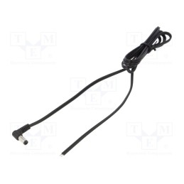 10 pcs : A21-TT-T050-150BK - Cable, 2x0.5mm2, wires,DC 5,5/2,1 plug, angled, black, 1.5m