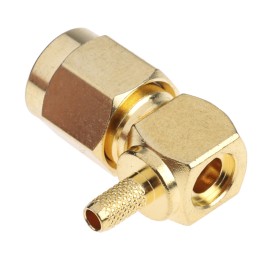 1 pcs - RS PRO, Plug Cable Mount SMA Connector, 50Ω, Crimp Termination, Right Angle Body