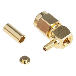 1 pcs - RS PRO, Plug Cable Mount SMA Connector, 50Ω, Crimp Termination, Right Angle Body