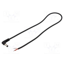 10 pcs : A25-TT-C100-050BK - Cable, 1x1mm2, wires,DC 5,5/2,5 plug, angled, black, 0.5m