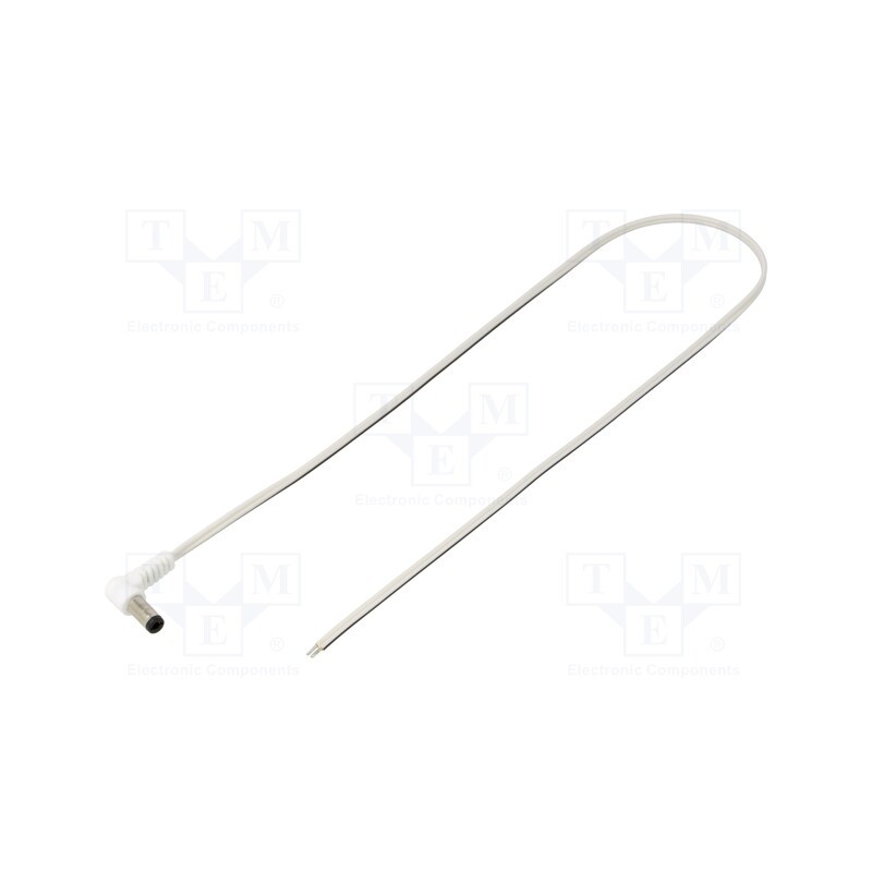 10 pcs : A25-TT-T035-050WH - Cable, 2x0.35mm2, wires,DC 5,5/2,5 plug, angled, white, 0.5m
